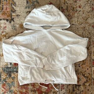 A&F White Drawstring Detail Hoodie